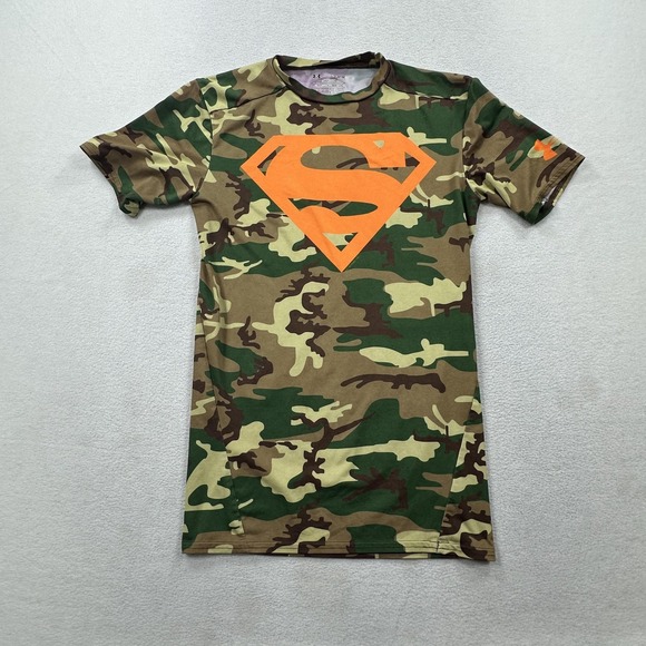 Under Armour Shirt Mens Medium Camo HeatGear Compression Superman Alter Ego - Picture 1 of 11
